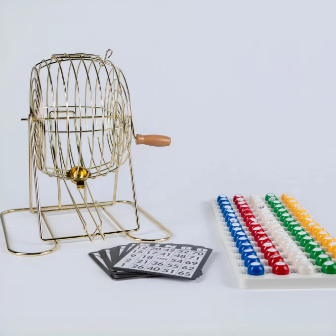 Brass-Coated Bingo Cage Set | Make Every Game a Winner