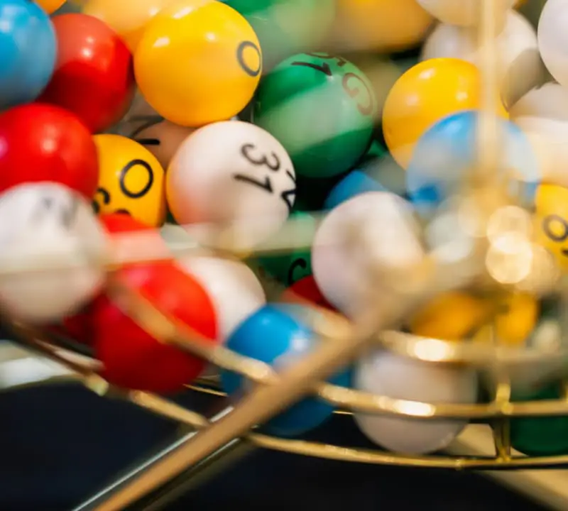 Bingo balls in a cage